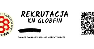 Obrazek przedstawia logo Glob Fin oraz informacje o naborze na nowych członów zespołu.