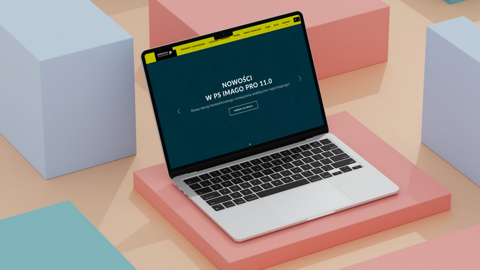 Laptop wyświetlający główną stronę Predictive Solutions