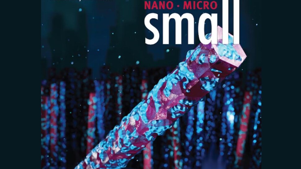Cover of the scientific journal Small, featuring a digitally rendered nano-structure in shades of blue and pink against a dark, abstract background.