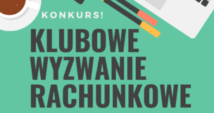 Obrazek przedstawia informacje o konkursie w formie plakatu i ilustracji komputera oraz przyborów szkolnych.