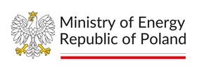 Logo Ministerstwa Energii Rzeczypospolitej Polskiej z godłem Polski i nazwą ministerstwa