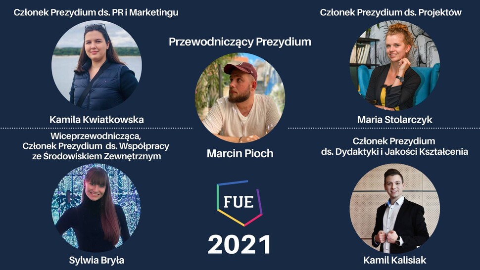 grafika ze zdjęciami nowego prezydium  Forum Uczelni Ekonomicznych