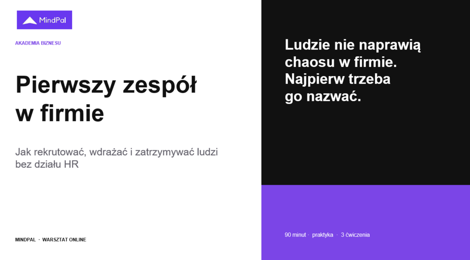 Slajd z prezentacji na temat pierwszego zespołu w firmie