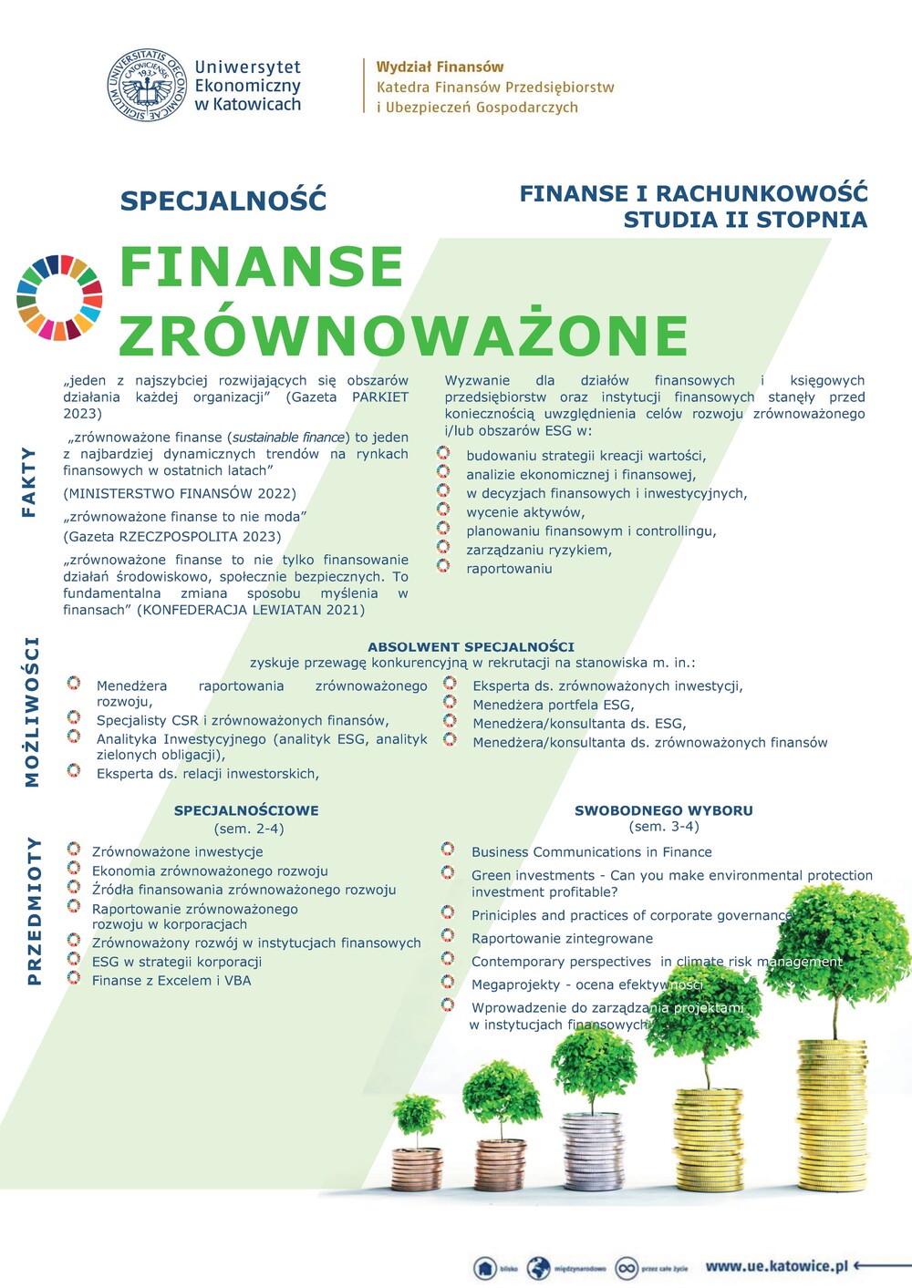 Specjalność FINANSE ZRÓWNOWAŻONE | Uniwersytet Ekonomiczny w Katowicach