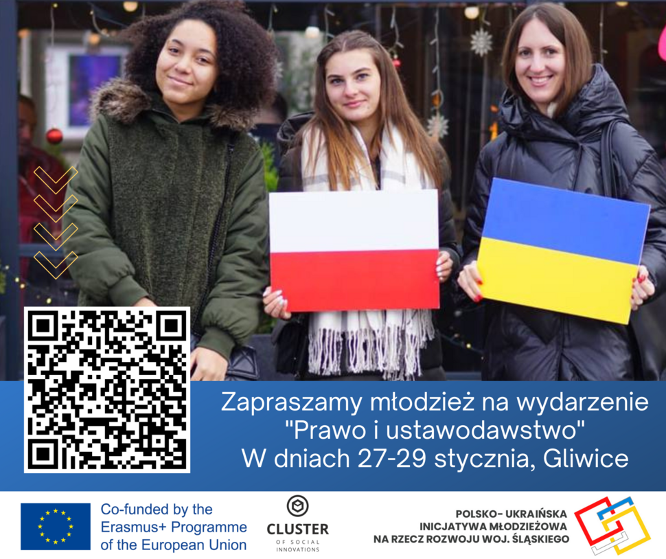 Plakat z nazwą programu i kodem QR