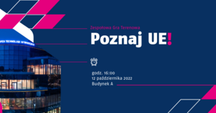 Grafika informacyjna ze zdjęciem CNTI nocą