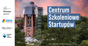 grafika z napisem Centrum Szkoleniowe Startupów w Zabrzu