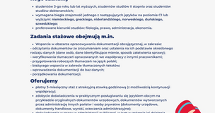 Obrazek przedstawia ofertę stażu