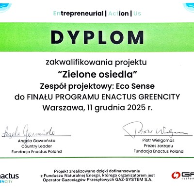 Dyplom drugiego zespołu o zakwalifikowaniu do finału.