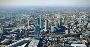 widok z loku ptaka na Menchester