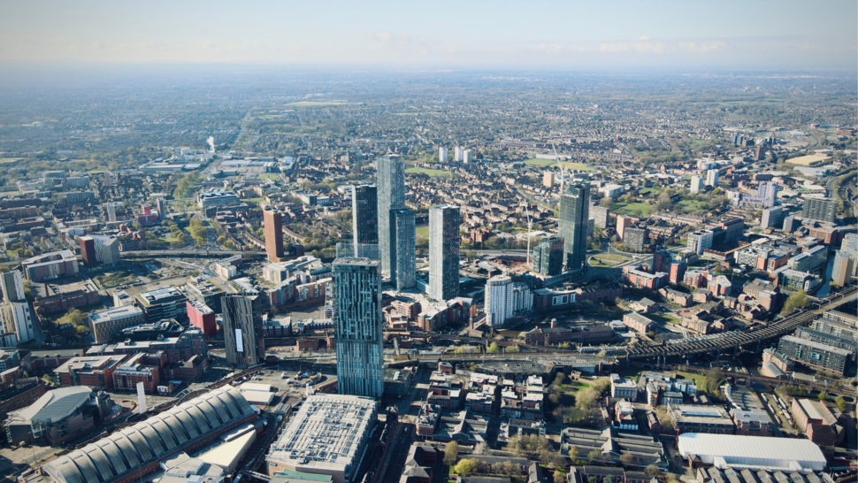 widok z loku ptaka na Menchester