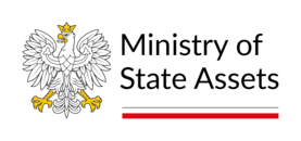 Logo Ministerstwa Aktywów Państwowych z godłem Rzeczypospolitej Polskiej i nazwą ministerstwa
