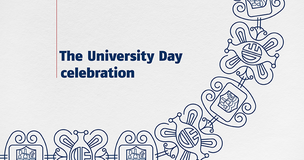 Graphic announcing the University Day celebration, with decorative academic motifs and the text “The University Day celebration.”