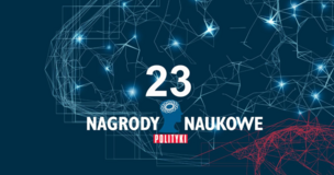 Grafika promująca konkurs, na środku umieszczony jest napis: 23 nagrody naukowe a pod nimi Polityka