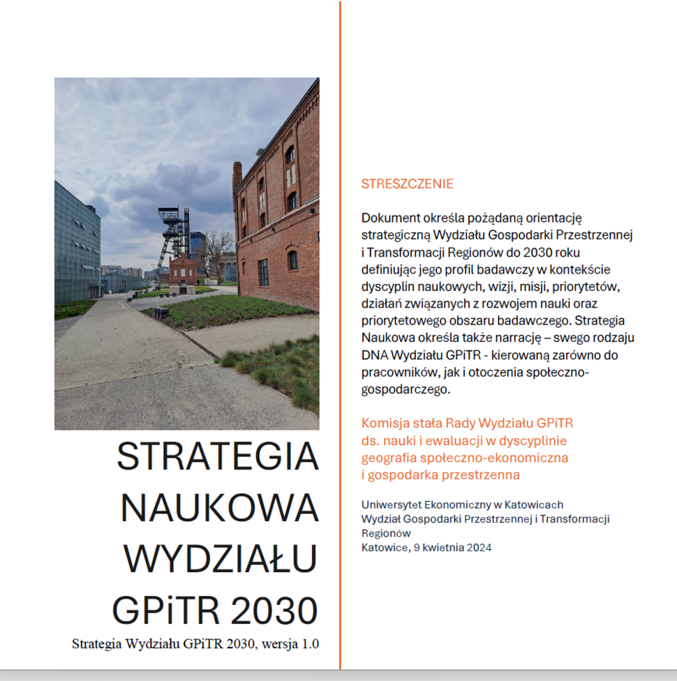 strona okładkowa Strategii naukowej GPiTR