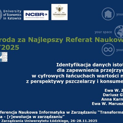 zdjęcie slajdu prezentacji dot. nagrody za referat