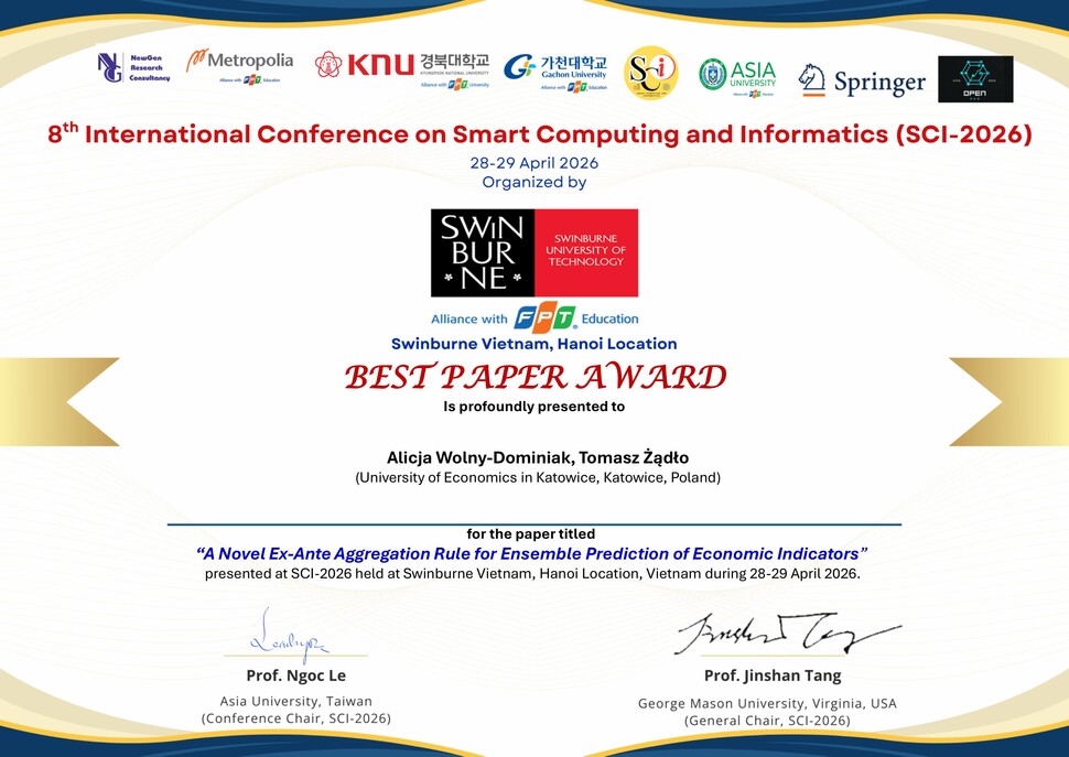 certyfikat "Best Paper"