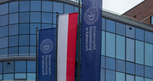 flaga Polski oraz UE Katowice