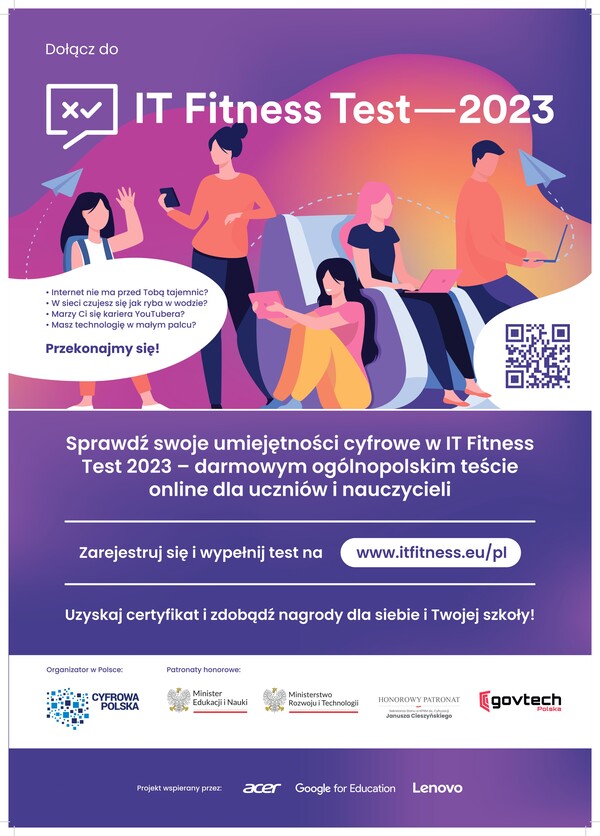 Plakat zawierający informacje o wydarzeniu, patronach honorowych wraz z drobnymi grafikami