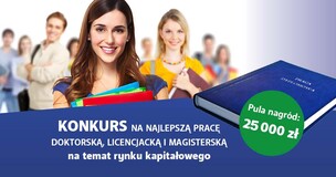Obrazek przedstawia studentkę trzymającą książkę. Grafika jest ilustruje zagadnienie dotyczące konkursu.