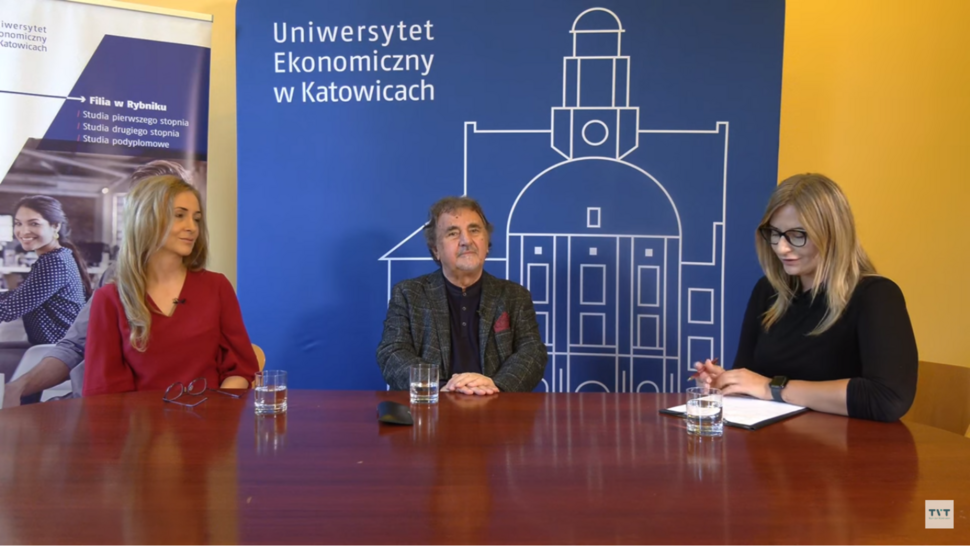 dr Katarzyna Olejko, prof. dr hab. Zbigniew Łęcki i Pani Redaktor z telewizji tvt