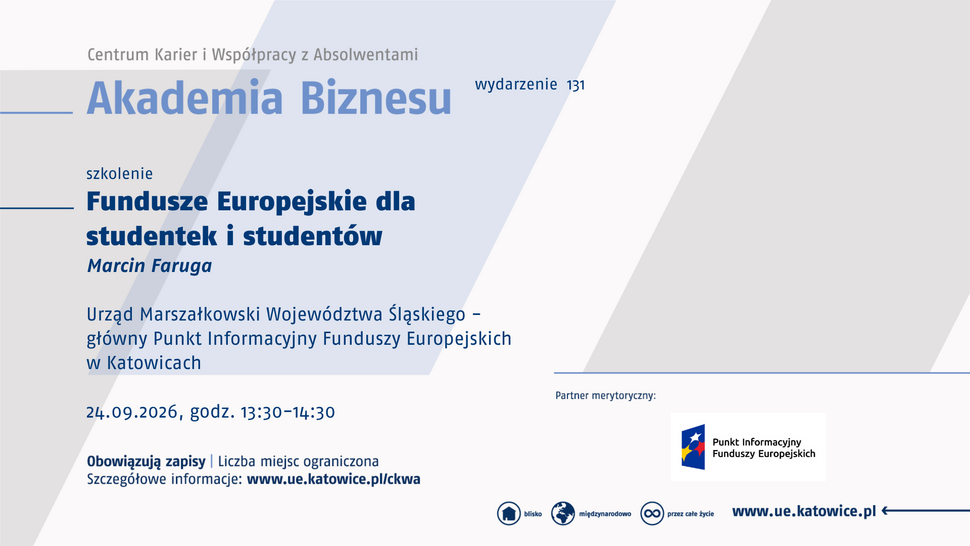 Szkolenie pt. „Fundusze Europejskie dla studentek i studentów” [ruszyły zapisy]