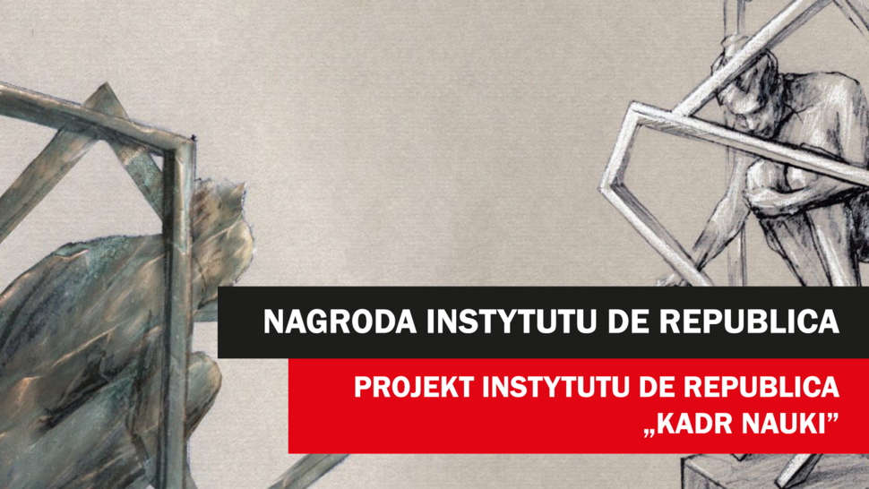 rysunki z napisem nagroda i projekt instytut de republica