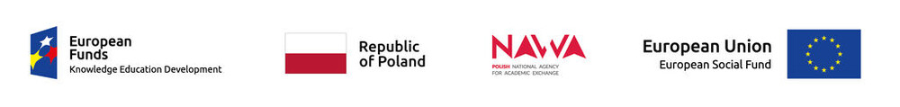 Logotypes showing the sources of funding: European Social Development Fund (European Funds for Social Development), the Republic of Poland, co-funding from the European Union (Co-funded by the European Union), and the Polish National Agency for Academic Exchange (NAWA).