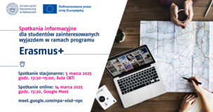 grafika promująca spotkania Erasmus+, treść w newsie