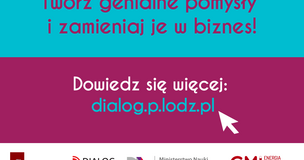 Grafika przedstawia hasła promujące portal oraz adres strony www. Całość podzielona jest na kolory: magentowy i niebieski.