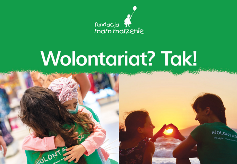 grafika z napisem "Wolontariat? Tak!"