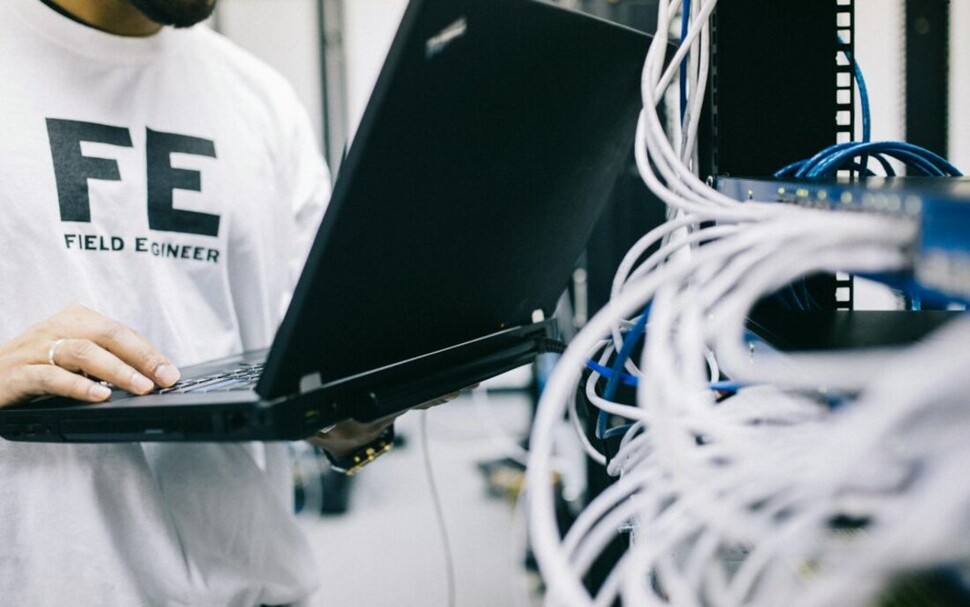 A man working on a computer
