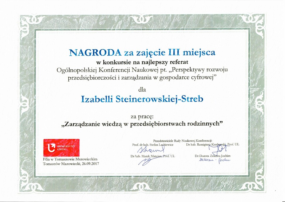 Nagroda dla naszego pracownika