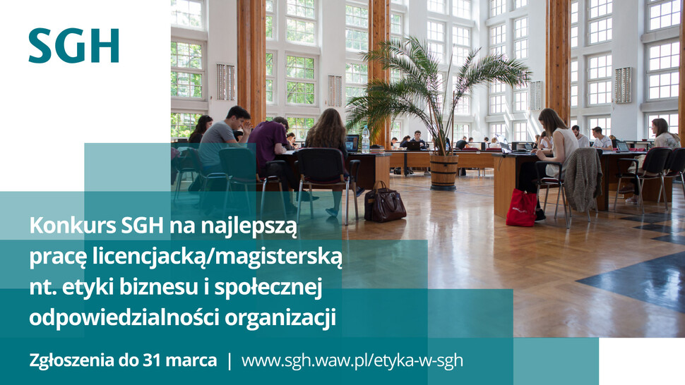 grafika promocyjna - Konkurs na najlepszą pracę dyplomową z zakresu etyki biznesu i społecznej odpowiedzialności organizacji
