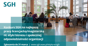 grafika promocyjna - Konkurs na najlepszą pracę dyplomową z zakresu etyki biznesu i społecznej odpowiedzialności organizacji