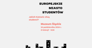  Stylized text on a white background promoting a student-focused consultation event in Katowice.