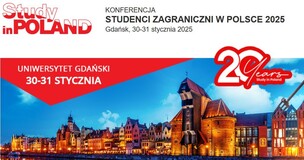 Banner promoting an academic conference in Gdańsk with a city skyline and logos of Polish universities.