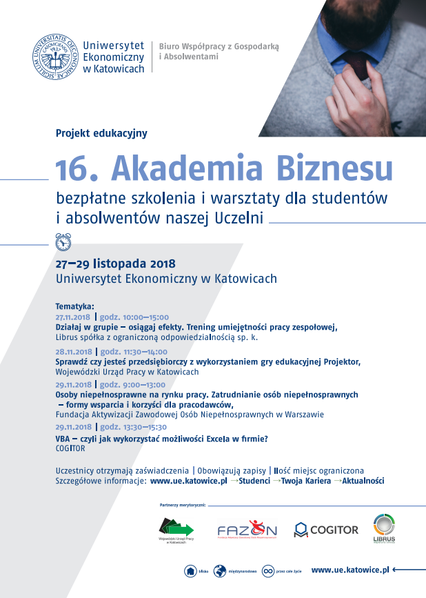 16. Akademia Biznesu – bezpłatne szkolenia i warsztaty dla studentów i absolwentów