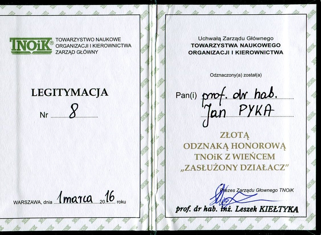 Złota Odznaka Honorowa dla naszego Profesora