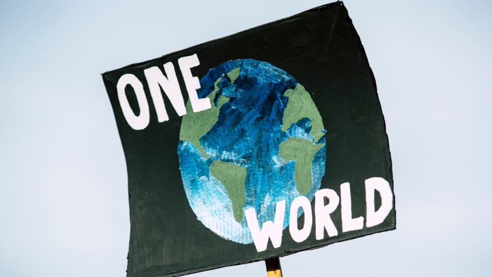 poster with the title: One world