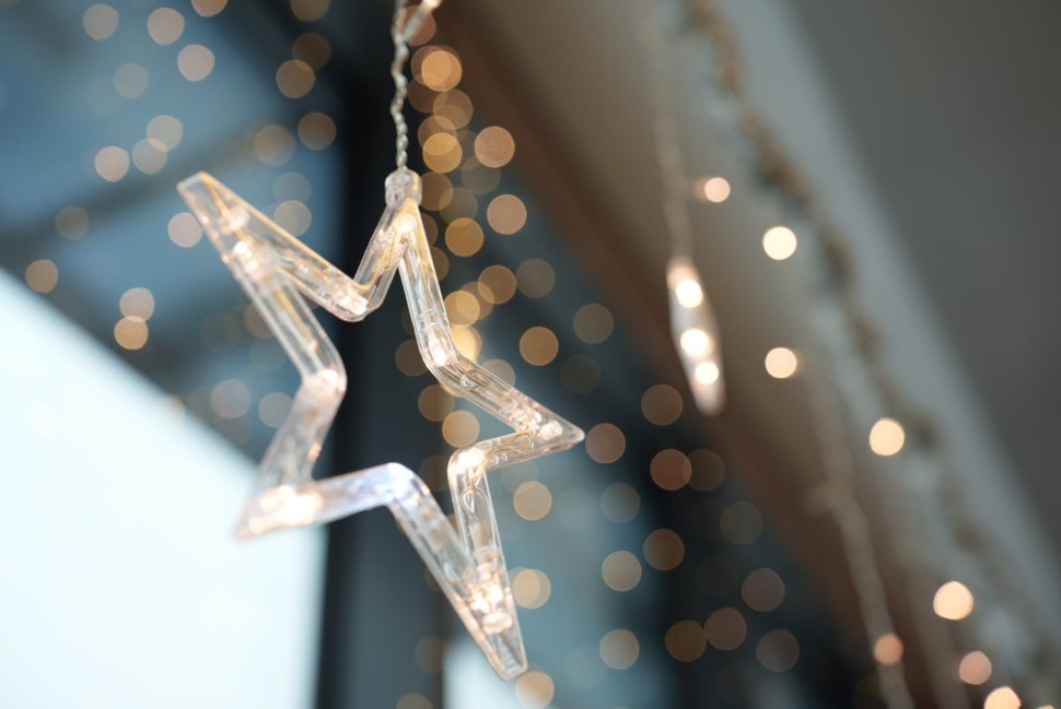 glowing star attached to the glass